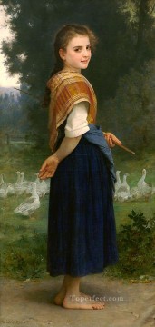 ウィリアム・アドルフ・ブーグロー Painting - ガチョウの少女 1891 リアリズム ウィリアム・アドルフ・ブーグロー